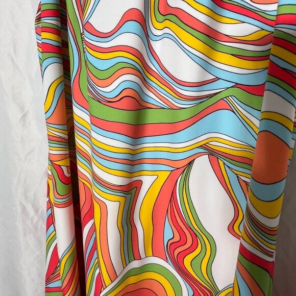 Jude Connally Psychedelic Swirl Halter Dress Keyhole A-Line S - Picture 6 of 15